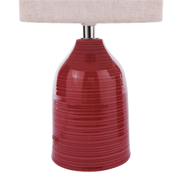 (image for) Laura Ashley Penny Table Lamp Red Ceramic and Polished Chrome With Shade